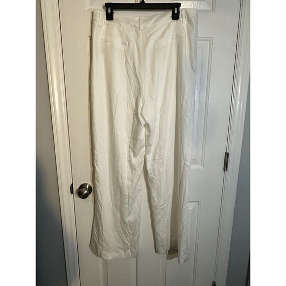 Anthropologie Avec Les Filles-Full Wide-Leg Lined White Trousers/Pants L NWT - Picture 4 of 4